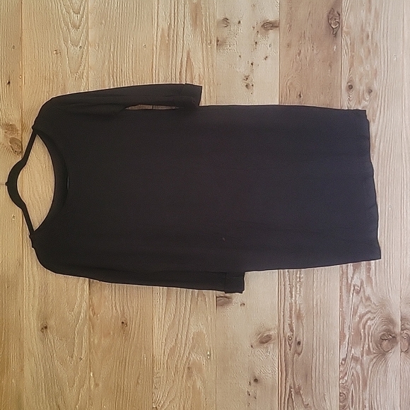 Splendid Women's Super Soft Cotton Terry Off Shoulder Black Dress - Picture 1 of 7